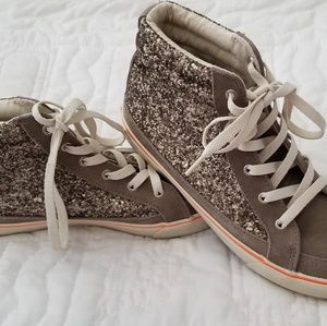 AEO gold glitter high tops sz 8